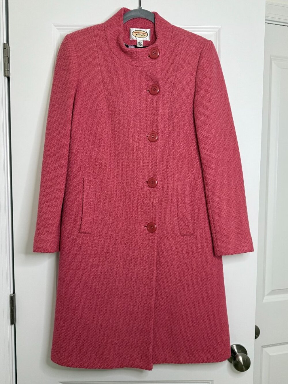 Vintage Talbots 90's Women’s Coat Size 4 Pink/Coral With Floral Lining EUC